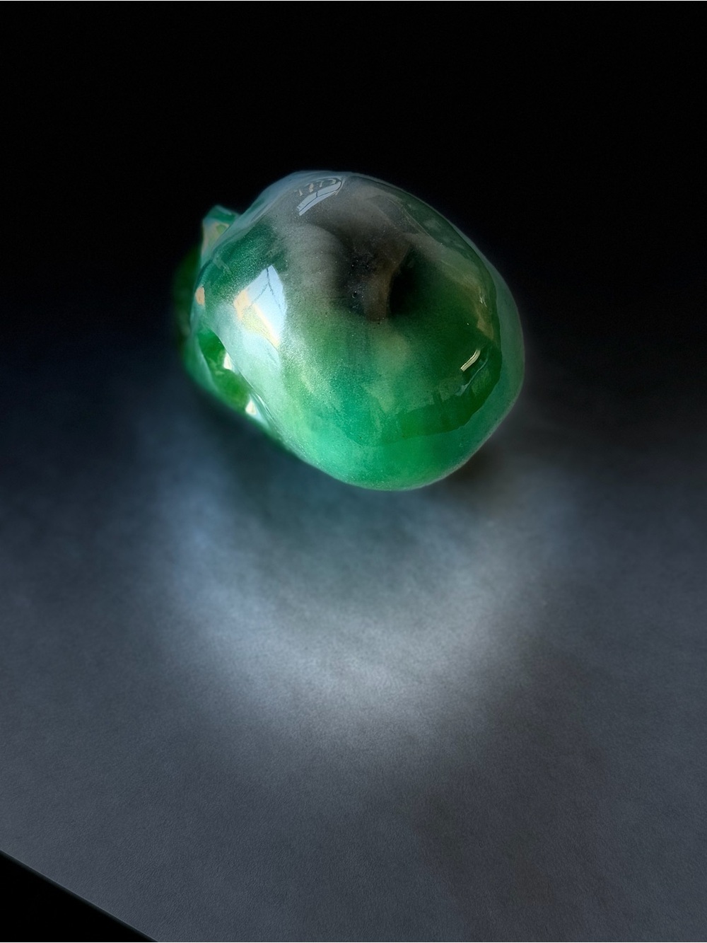 Handheld Green Marble Resin Skull Sculpture - Home Art